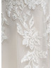 Beaded Ivory Lace Tulle Open Back Ruffled Wedding Dress